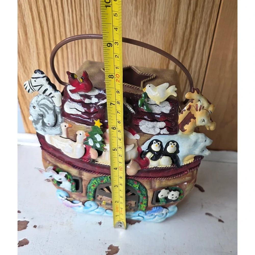 Home Interiors Christmas Noahs Ark Tin Tealight Votive Candle Holder Lantern